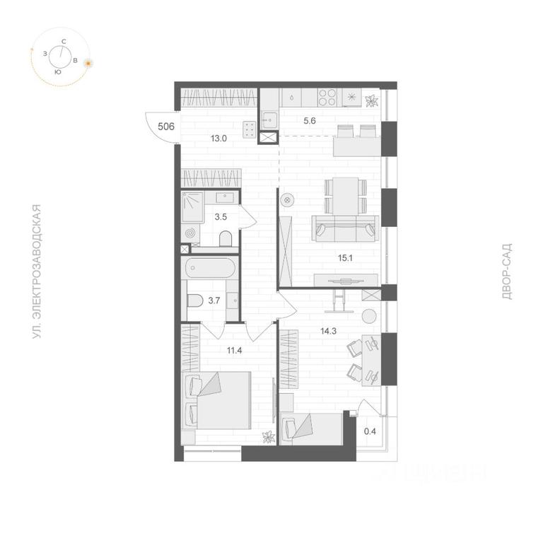 1-BD Apartment Sale, 66.8 sq. m. at ARTEL (Artel), Elektrozavodskaya Street, Moscow, Russia #1