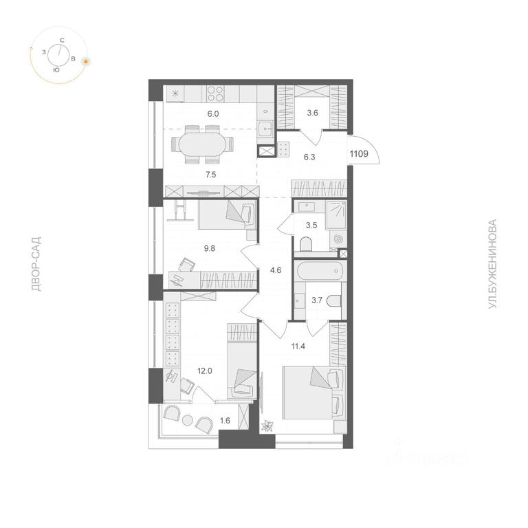 2-BD Apartment Sale, 69.2 sq. m. at ARTEL (Artel), Elektrozavodskaya Street, Moscow, Russia #1