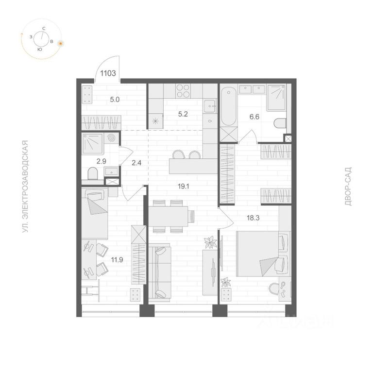1-BD Apartment Sale, 71.4平方米 at ARTEL (Artel), Elektrozavodskaya Street, Moscow, Russia #1