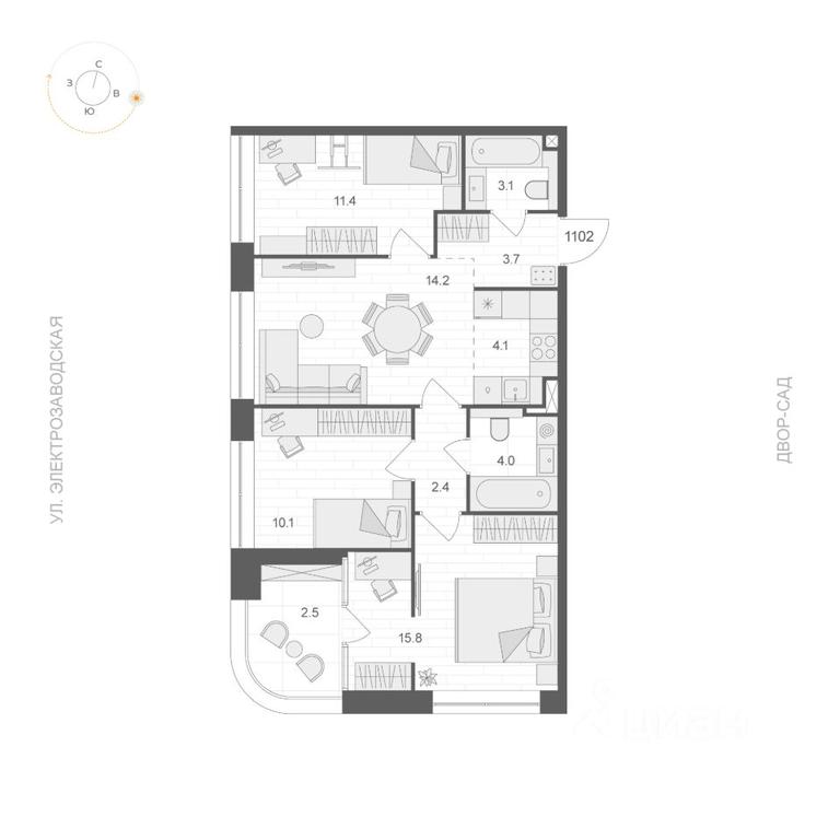 2-BD Apartment Sale, 70.05 sq. m. at ARTEL (Artel), Elektrozavodskaya Street, Moscow, Russia #1