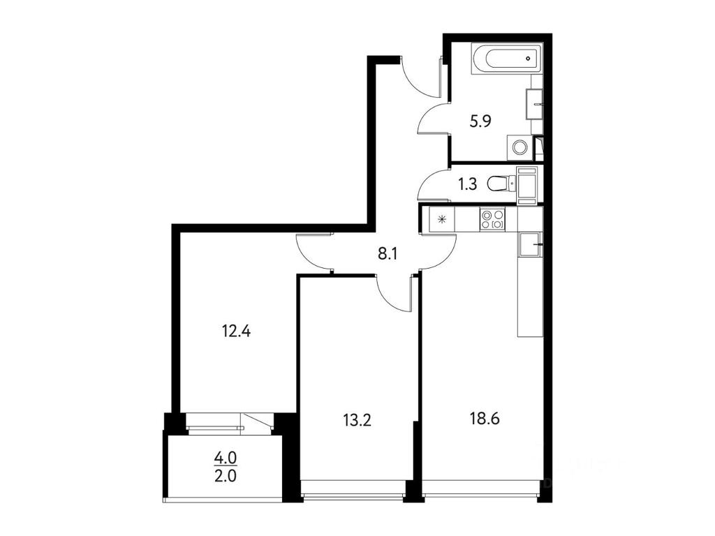 1-BD Apartment Sale, 61.38平方米 at Solnechny Park, zhiloy kompleks Solnechny park, Schyolkovo, Moscow Region, Russia #1