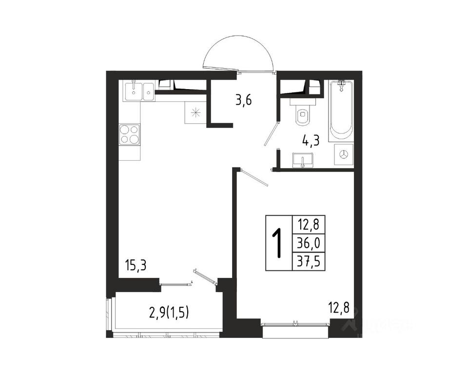 Apartment Sale, 37.5 sq. m. at Bereg, Beregovaya Street, Khimki, Moscow Region, Russia #1