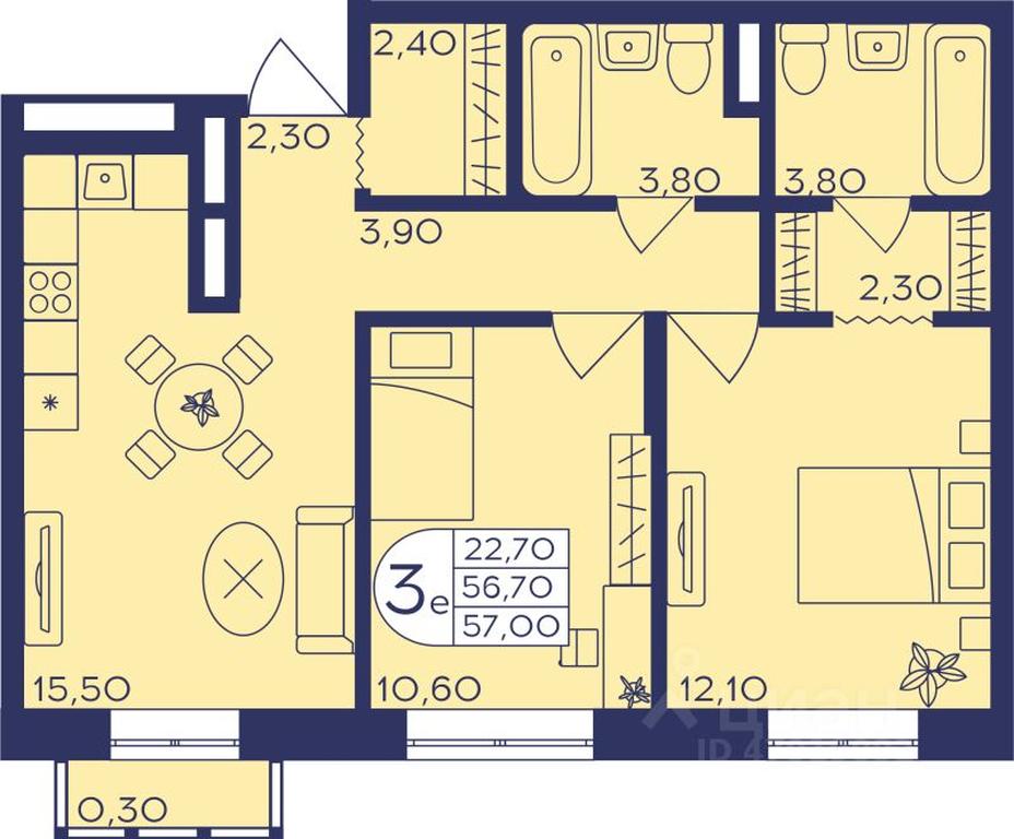 2-BD Apartment Sale, 57.1平方米 at Geroev, prospekt Geroyev, Zheleznodorozhny Microdistrict, Balashikha, Moscow Region, Russia #1 2-BD Apartment Sale, 57.1平方米 at Geroev, prospekt Geroyev, Zheleznodorozhny Microdistrict, Balashikha, Moscow Region, Russia #1