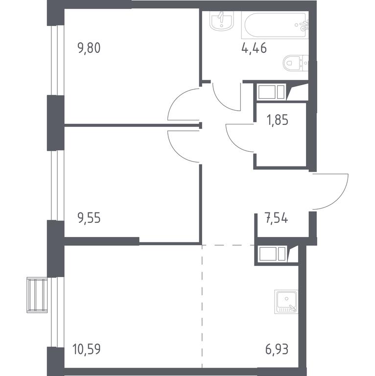 1-BD Apartment Sale, 51平方米 at Novoe Vnukovo, kvartal № 38, Kokoshkino Settlement, Moscow, Russia #1