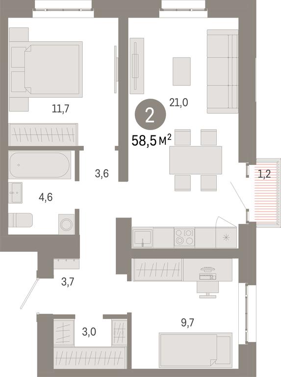Продажа 2-комн. квартиры, 58,5 м² в ЖК «Квартал Метроном», Тагильская улица, Москва, Россия #1
