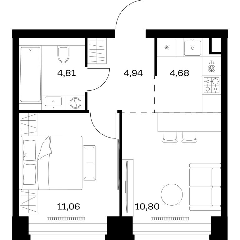 Продажа квартиры, 36,29 м² в ЖК «Нова (Nova)», улица Братьев Фонченко, вл21, Москва, Россия #1