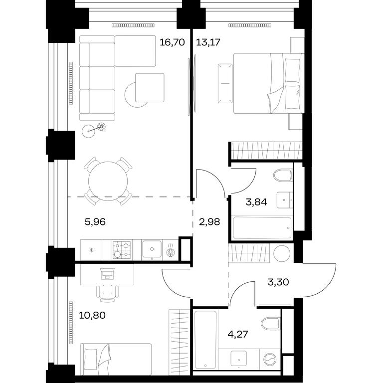 1-BD Apartment Sale, 61.02 sq. m. at Nova, Bratyev Fonchenko Street, вл21, Moscow, Russia #1 1-BD Apartment Sale, 61.02 sq. m. at Nova, Bratyev Fonchenko Street, вл21, Moscow, Russia #1