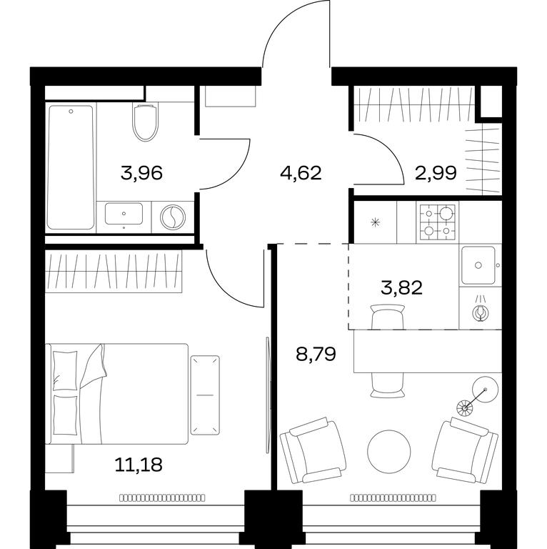 Продажа квартиры, 35,36 м² в ЖК «Нова (Nova)», улица Братьев Фонченко, вл21, Москва, Россия #1 Продажа квартиры, 35,36 м² в ЖК «Нова (Nova)», улица Братьев Фонченко, вл21, Москва, Россия #1