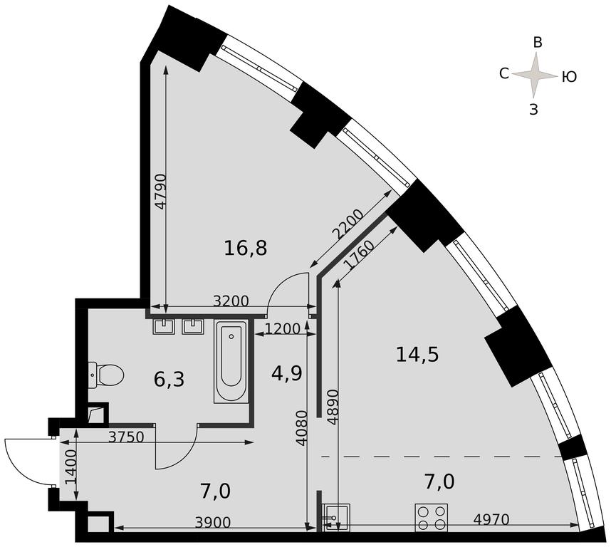 1-BD Apartment Sale, 56.4 sq. m. at Sydney City, Shenogina Street, 2, Moscow, Russia #2