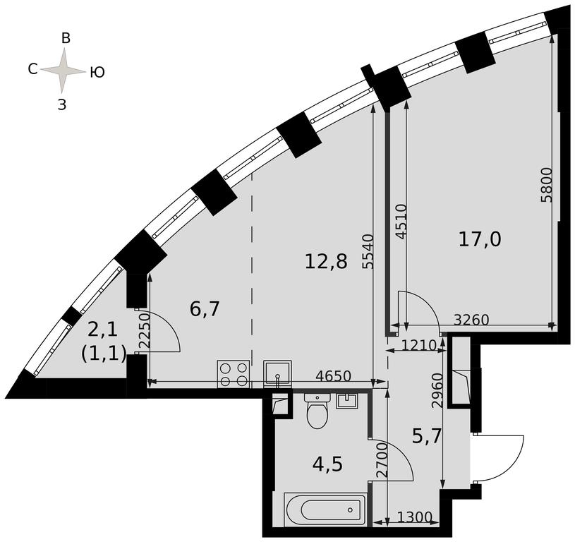 1-BD Apartment Sale, 47.4 sq. m. at Sydney City, Shenogina Street, 2, Moscow, Russia #2 1-BD Apartment Sale, 47.4 sq. m. at Sydney City, Shenogina Street, 2, Moscow, Russia #2