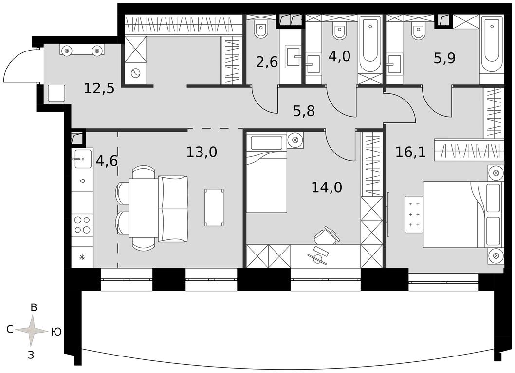 2-BD Apartment Sale, 78.1 sq. m. at Sydney City, Shenogina Street, 2, Moscow, Russia #1