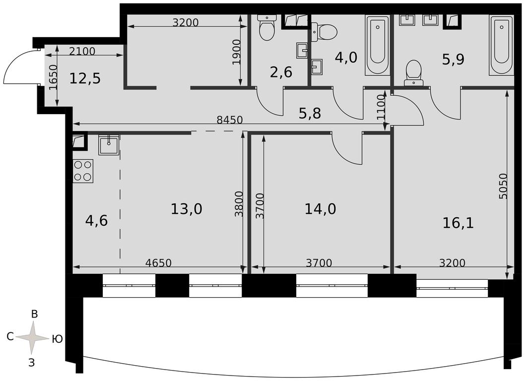 2-BD Apartment Sale, 78.1 sq. m. at Sydney City, Shenogina Street, 2, Moscow, Russia #2