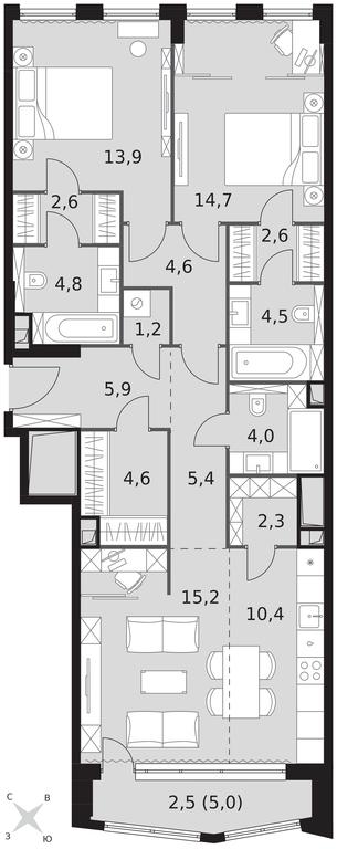 Продажа 3-комн. квартиры, 99,2 м² в ЖК «Сидней Сити (Sydney City)», улица Шеногина, 2, Москва, Россия #1