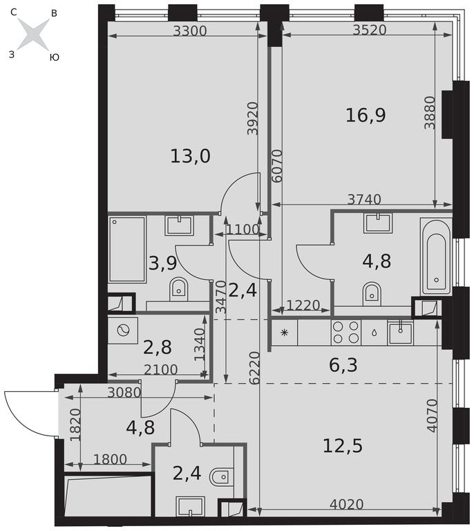 2-BD Apartment Sale, 69.8平方米 at Sydney City, Shenogina Street, 2, Moscow, Russia #2 2-BD Apartment Sale, 69.8平方米 at Sydney City, Shenogina Street, 2, Moscow, Russia #2