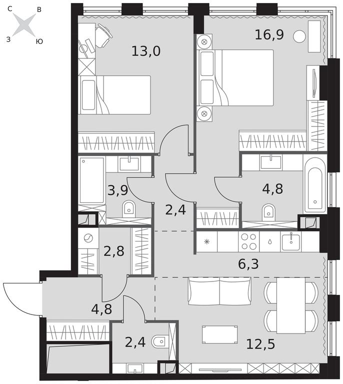 2-BD Apartment Sale, 69.8平方米 at Sydney City, Shenogina Street, 2, Moscow, Russia #1 2-BD Apartment Sale, 69.8平方米 at Sydney City, Shenogina Street, 2, Moscow, Russia #1