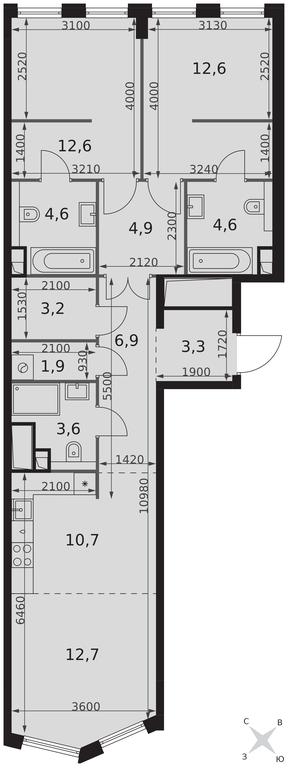 3-BD Apartment Sale, 81.6平方米 at Sydney City, Shenogina Street, 2, Moscow, Russia #2