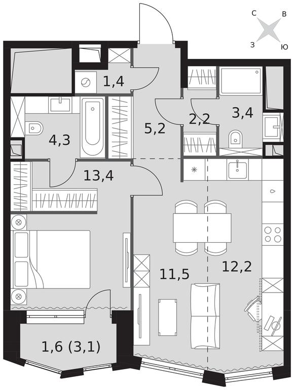 2-BD Apartment Sale, 55.2平方米 at Sydney City, Shenogina Street, 2, Moscow, Russia #1 2-BD Apartment Sale, 55.2平方米 at Sydney City, Shenogina Street, 2, Moscow, Russia #1