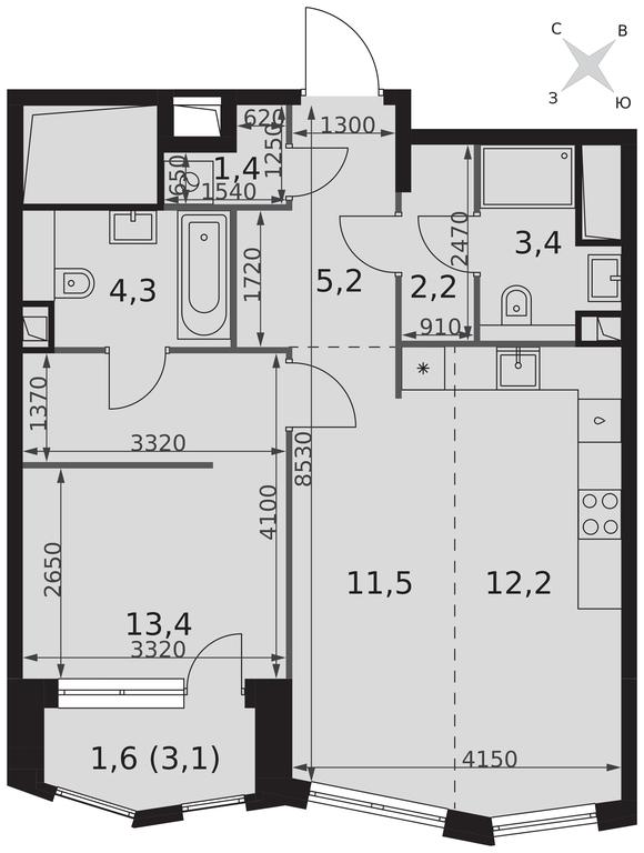 2-BD Apartment Sale, 55.2平方米 at Sydney City, Shenogina Street, 2, Moscow, Russia #2 2-BD Apartment Sale, 55.2平方米 at Sydney City, Shenogina Street, 2, Moscow, Russia #2