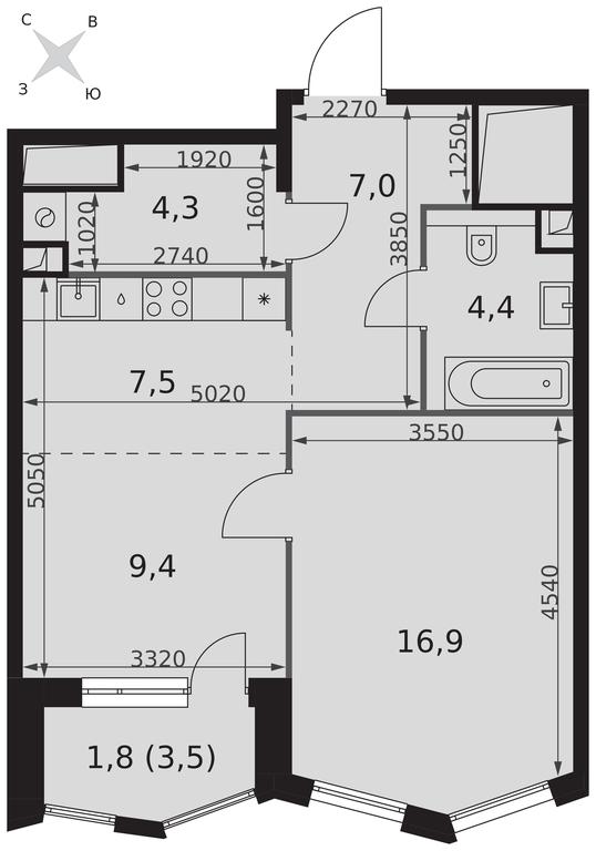 1-BD Apartment Sale, 51.3 sq. m. at Sydney City, Shenogina Street, 2, Moscow, Russia #2