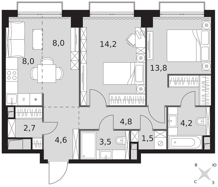2-BD Apartment Sale, 65.3平方米 at Sydney City, Shenogina Street, 2, Moscow, Russia #1 2-BD Apartment Sale, 65.3平方米 at Sydney City, Shenogina Street, 2, Moscow, Russia #1
