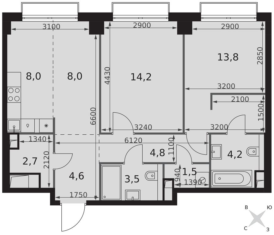 Продажа 2-комн. квартиры, 65,3 м² в ЖК «Сидней Сити (Sydney City)», улица Шеногина, 2, Москва, Россия #2 Продажа 2-комн. квартиры, 65,3 м² в ЖК «Сидней Сити (Sydney City)», улица Шеногина, 2, Москва, Россия #2