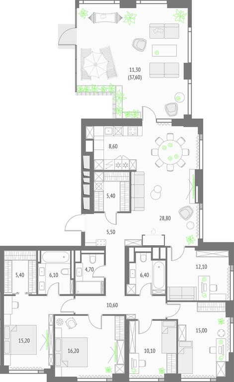 4-BD Apartment Sale, 161.4平方米 at Upside Towers, Ogorodny Drive, 4с1, Moscow, Russia #1