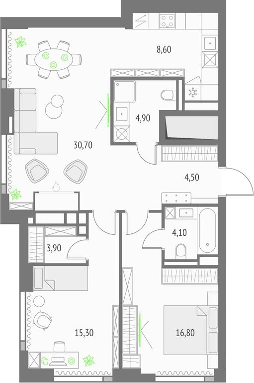 2-BD Apartment Sale, 88.8 sq. m. at Upside Towers, Ogorodny Drive, 4с1, Moscow, Russia #1 2-BD Apartment Sale, 88.8 sq. m. at Upside Towers, Ogorodny Drive, 4с1, Moscow, Russia #1