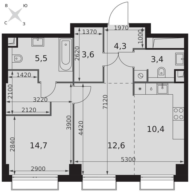 2-BD Apartment Sale, 54.5平方米 at Sydney City, Shenogina Street, 2, Moscow, Russia #2 2-BD Apartment Sale, 54.5平方米 at Sydney City, Shenogina Street, 2, Moscow, Russia #2