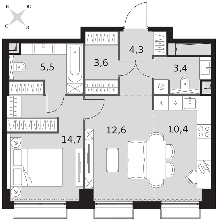2-BD Apartment Sale, 54.5平方米 at Sydney City, Shenogina Street, 2, Moscow, Russia #1 2-BD Apartment Sale, 54.5平方米 at Sydney City, Shenogina Street, 2, Moscow, Russia #1