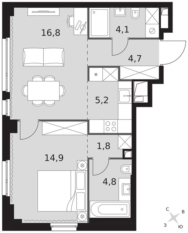 2-BD Apartment Sale, 52.3平方米 at Sydney City, Shenogina Street, 2, Moscow, Russia #1 2-BD Apartment Sale, 52.3平方米 at Sydney City, Shenogina Street, 2, Moscow, Russia #1