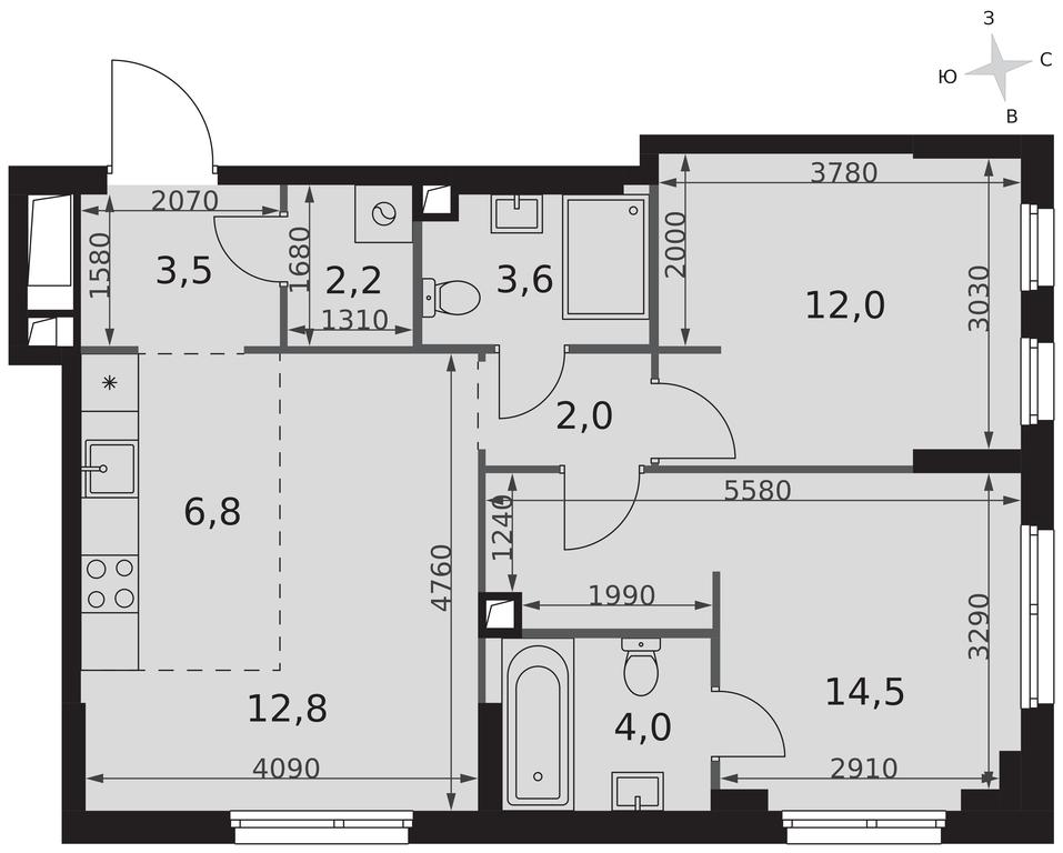 3-BD Apartment Sale, 61.4 sq. m. at Sydney City, Shenogina Street, 2, Moscow, Russia #2 3-BD Apartment Sale, 61.4 sq. m. at Sydney City, Shenogina Street, 2, Moscow, Russia #2