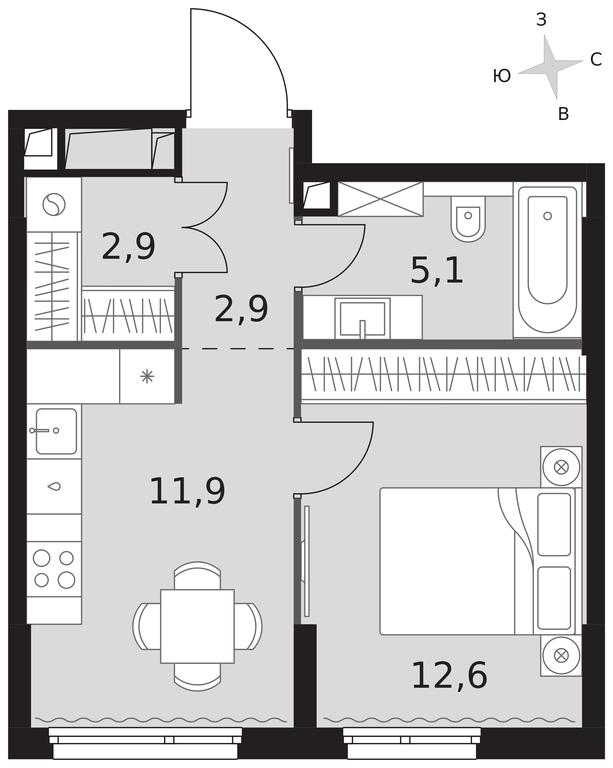 Продажа 1-комн. квартиры, 35,4 м² в ЖК «Сидней Сити (Sydney City)», улица Шеногина, 2, Москва, Россия #1