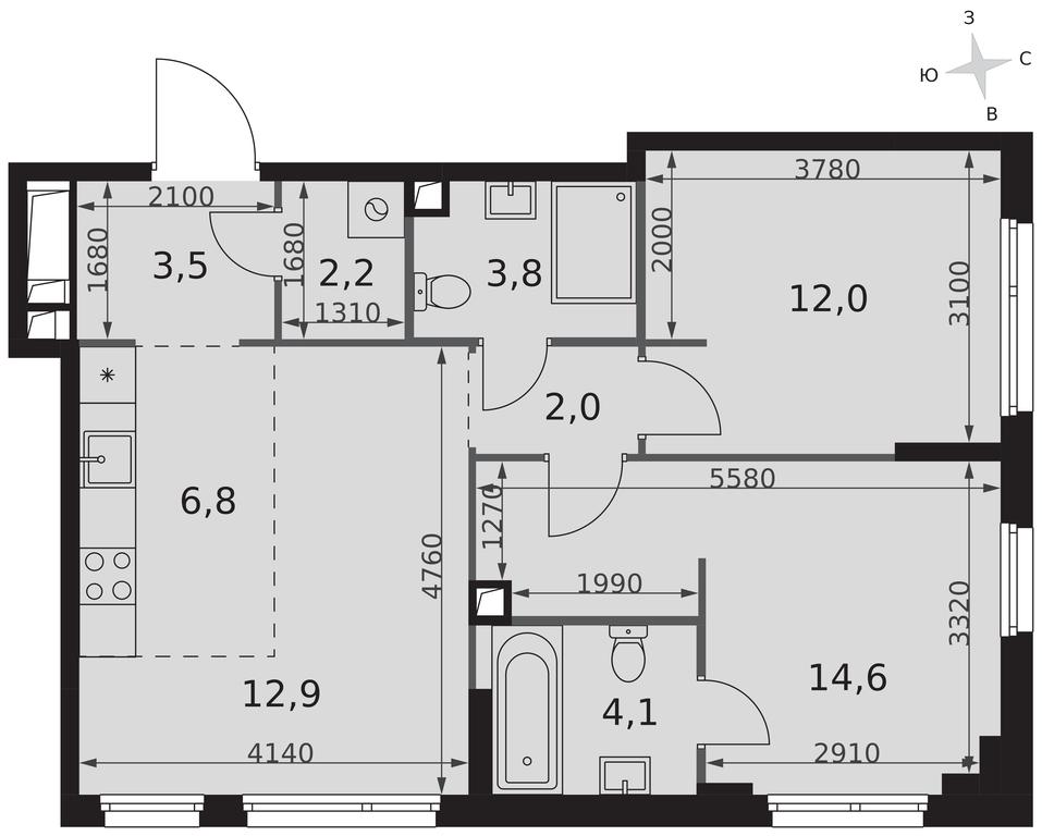3-BD Apartment Sale, 61.9平方米 at Sydney City, Shenogina Street, 2, Moscow, Russia #2 3-BD Apartment Sale, 61.9平方米 at Sydney City, Shenogina Street, 2, Moscow, Russia #2