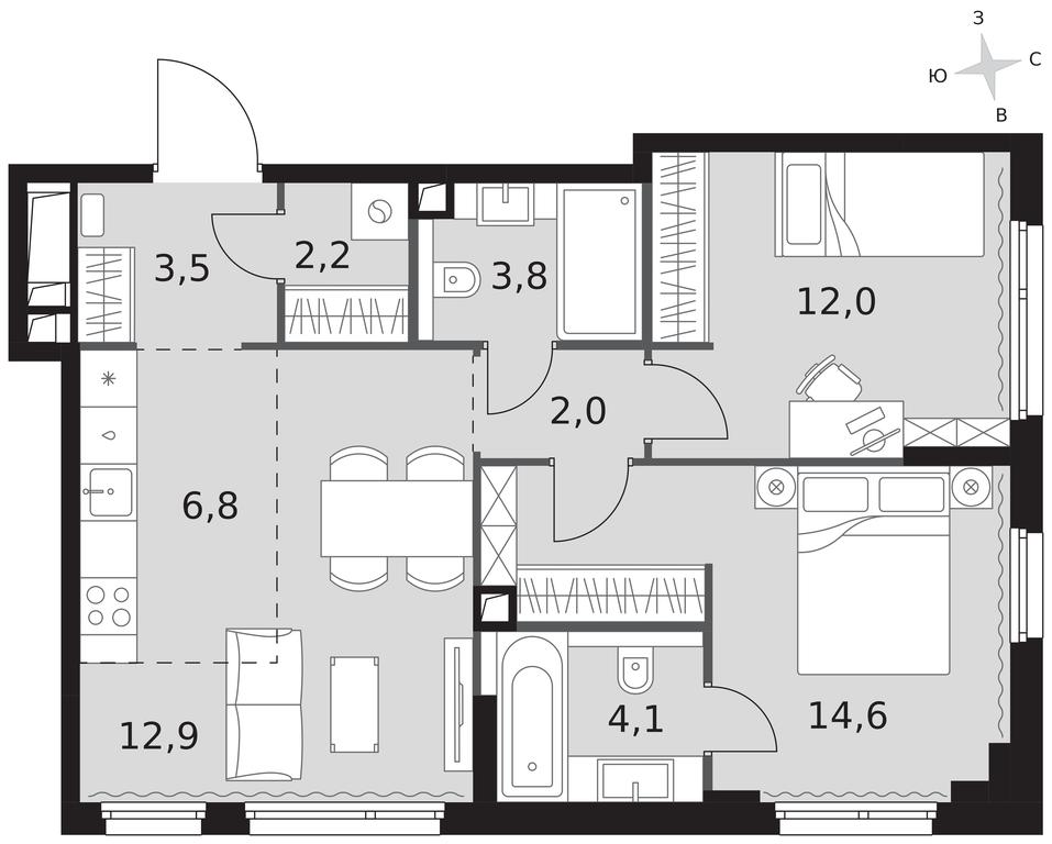 3-BD Apartment Sale, 61.9平方米 at Sydney City, Shenogina Street, 2, Moscow, Russia #1 3-BD Apartment Sale, 61.9平方米 at Sydney City, Shenogina Street, 2, Moscow, Russia #1