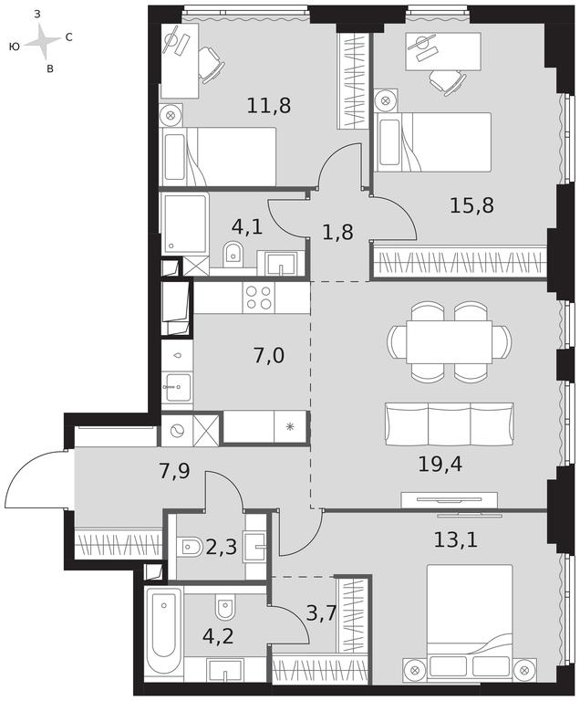 4-BD Apartment Sale, 91.1平方米 at Sydney City, Shenogina Street, 2, Moscow, Russia #1 4-BD Apartment Sale, 91.1平方米 at Sydney City, Shenogina Street, 2, Moscow, Russia #1