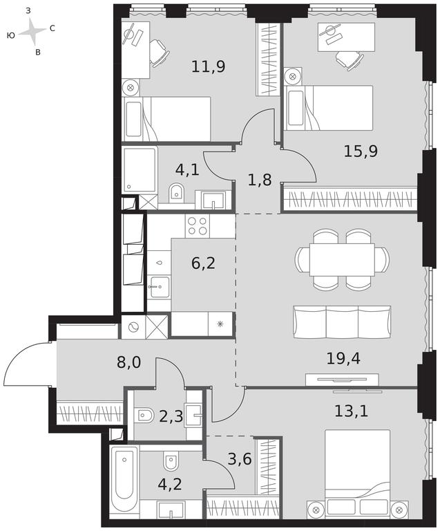 4-BD Apartment Sale, 90.5 sq. m. at Sydney City, Shenogina Street, 2, Moscow, Russia #1 4-BD Apartment Sale, 90.5 sq. m. at Sydney City, Shenogina Street, 2, Moscow, Russia #1