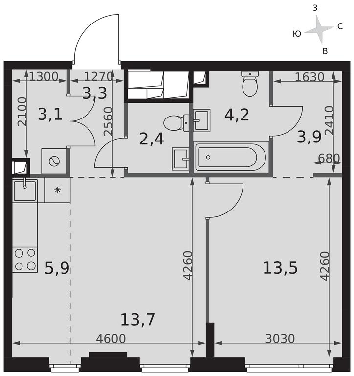2-BD Apartment Sale, 50平方米 at Sydney City, Shenogina Street, 2, Moscow, Russia #2 2-BD Apartment Sale, 50平方米 at Sydney City, Shenogina Street, 2, Moscow, Russia #2