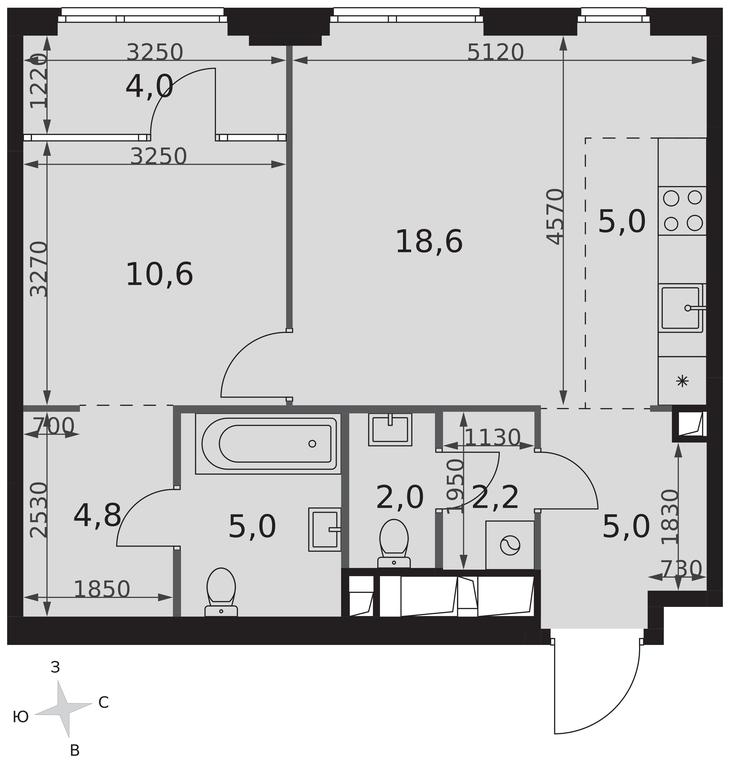 2-BD Apartment Sale, 57.2 sq. m. at Sydney City, Shenogina Street, 2, Moscow, Russia #2