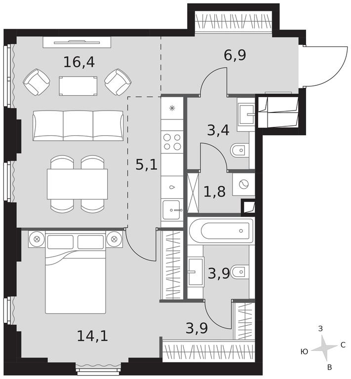 2-BD Apartment Sale, 55.5平方米 at Sydney City, Shenogina Street, 2, Moscow, Russia #1 2-BD Apartment Sale, 55.5平方米 at Sydney City, Shenogina Street, 2, Moscow, Russia #1