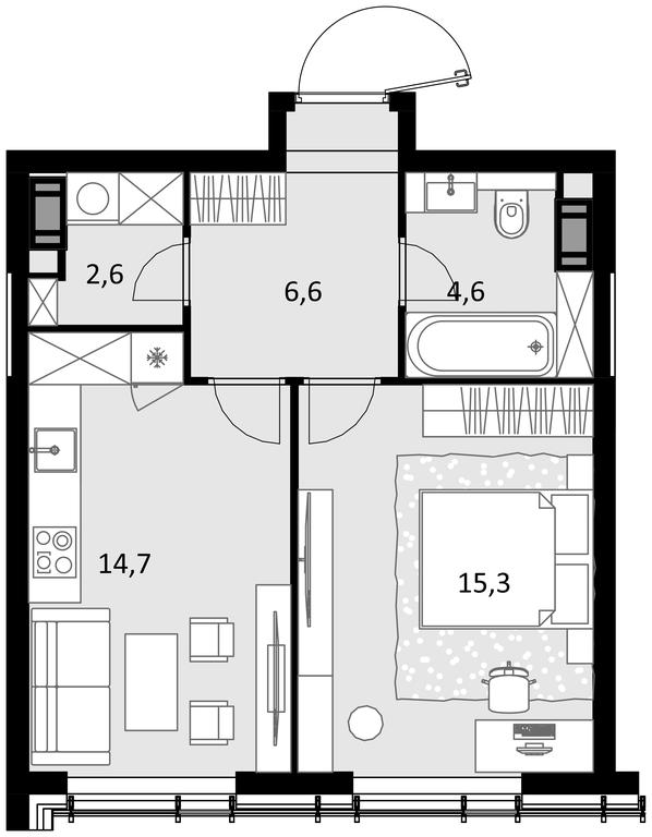 1-BD Apartment Sale, 43.7 sq. m. at Crystal, Generala Glagoleva Street, 16с1, Moscow, Russia #1 1-BD Apartment Sale, 43.7 sq. m. at Crystal, Generala Glagoleva Street, 16с1, Moscow, Russia #1