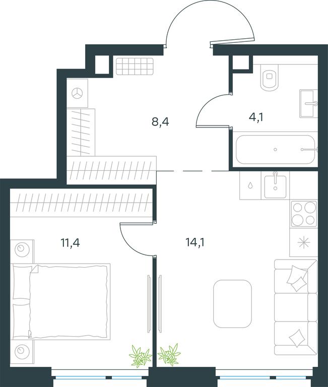 Apartment Sale, 38 sq. m. at Level Michurinskiy, Озёрная улица, вл1, Москва, Россия #1