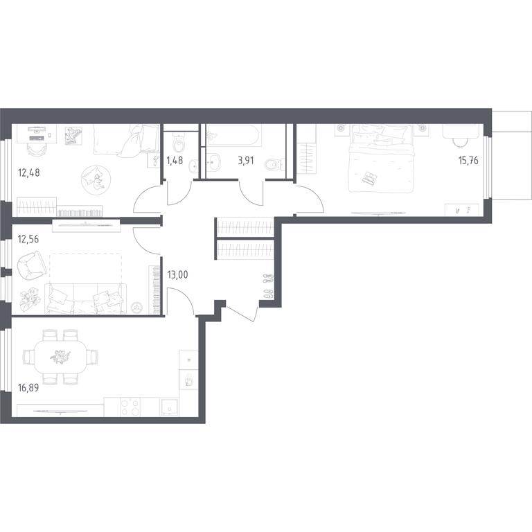 2-BD Apartment Sale, 76.08平方米 at Ostafevo, Ostafyevskoe Highway, 12к1, Ryazanovskoe Settlement, Moscow, Russia #1 2-BD Apartment Sale, 76.08平方米 at Ostafevo, Ostafyevskoe Highway, 12к1, Ryazanovskoe Settlement, Moscow, Russia #1