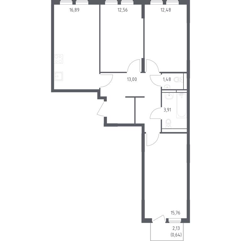 2-BD Apartment Sale, 76.72 sq. m. at Ostafevo, Ostafyevskoe Highway, 12к1, Ryazanovskoe Settlement, Moscow, Russia #1 2-BD Apartment Sale, 76.72 sq. m. at Ostafevo, Ostafyevskoe Highway, 12к1, Ryazanovskoe Settlement, Moscow, Russia #1