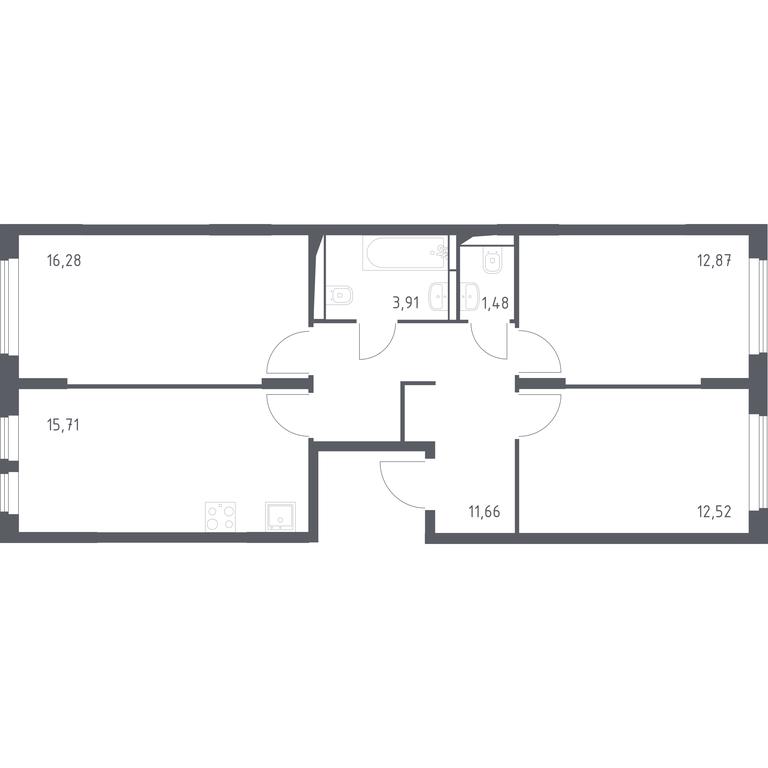 2-BD Apartment Sale, 74.43 sq. m. at Ostafevo, Ostafyevskoe Highway, 12к1, Ryazanovskoe Settlement, Moscow, Russia #1 2-BD Apartment Sale, 74.43 sq. m. at Ostafevo, Ostafyevskoe Highway, 12к1, Ryazanovskoe Settlement, Moscow, Russia #1