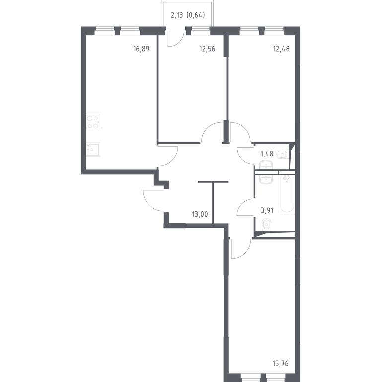 2-BD Apartment Sale, 76.72平方米 at Ostafevo, Ostafyevskoe Highway, 12к1, Ryazanovskoe Settlement, Moscow, Russia #1