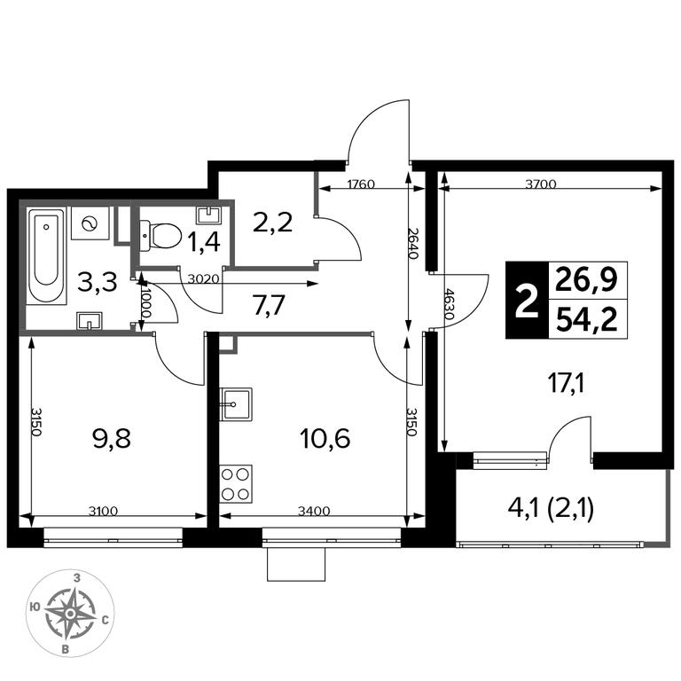 2-BD Apartment Sale, 54.2 sq. m. at Pervyi Lermontovskiy, zhiloy kompleks 1-y Lermontovskiy, Lyubertsy, Moscow Region, Russia #2 2-BD Apartment Sale, 54.2 sq. m. at Pervyi Lermontovskiy, zhiloy kompleks 1-y Lermontovskiy, Lyubertsy, Moscow Region, Russia #2
