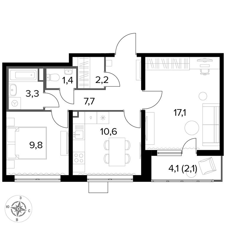 2-BD Apartment Sale, 54.2 sq. m. at Pervyi Lermontovskiy, zhiloy kompleks 1-y Lermontovskiy, Lyubertsy, Moscow Region, Russia #1 2-BD Apartment Sale, 54.2 sq. m. at Pervyi Lermontovskiy, zhiloy kompleks 1-y Lermontovskiy, Lyubertsy, Moscow Region, Russia #1