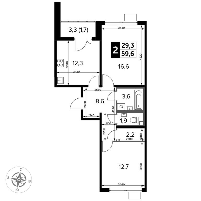 2-BD Apartment Sale, 59.5平方米 at Pervyi Lermontovskiy, zhiloy kompleks 1-y Lermontovskiy, Lyubertsy, Moscow Region, Russia #2 2-BD Apartment Sale, 59.5平方米 at Pervyi Lermontovskiy, zhiloy kompleks 1-y Lermontovskiy, Lyubertsy, Moscow Region, Russia #2