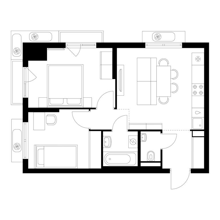 2-BD Apartment Sale, 48.2 sq. m. at Vostochnoe Butovo, Krymskaya Street, 13, rabochiy posyolok Bobrovo, Leninskiy City District, Moscow Region, Russia #1 2-BD Apartment Sale, 48.2 sq. m. at Vostochnoe Butovo, Krymskaya Street, 13, rabochiy posyolok Bobrovo, Leninskiy City District, Moscow Region, Russia #1