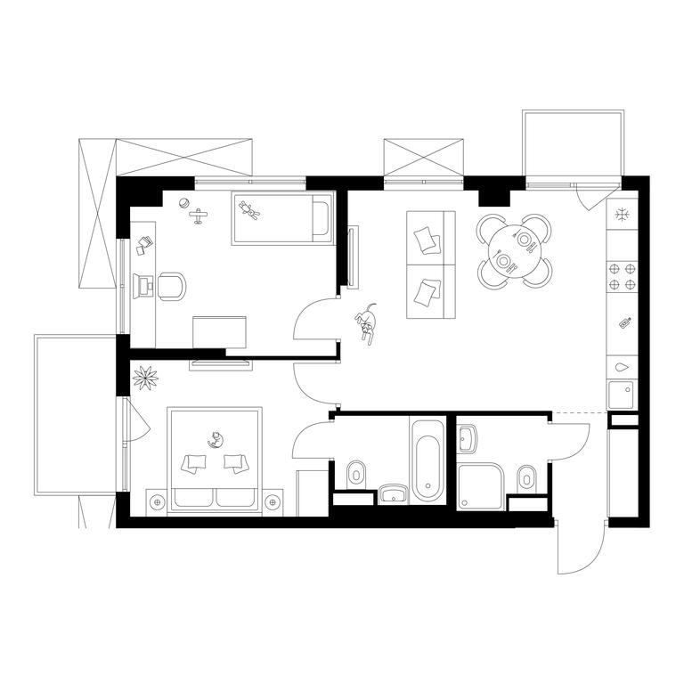 2-BD Apartment Sale, 57.1 sq. m. at Kavkazskiy Bulvar 51, Kavkazsky Boulevard, 51с3, Moscow, Russia #1